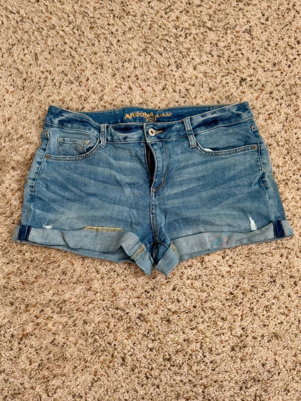 Arizona Jean Company Light Blue Distressed Denim Shorts